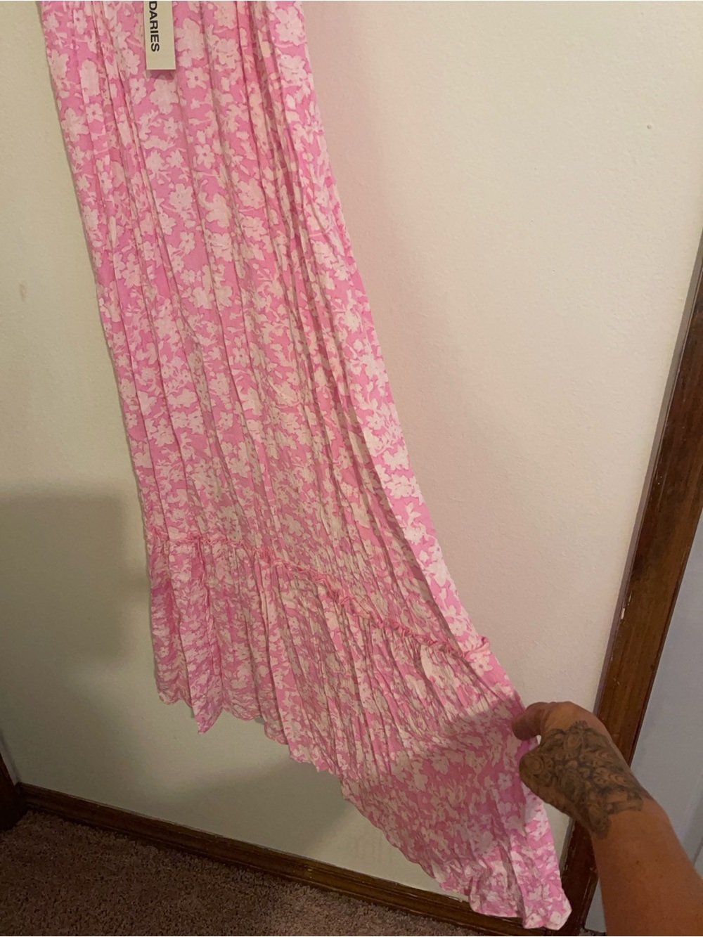 No Boundaries Pink Floral Sundress with White Accents - Picture 3 of 5